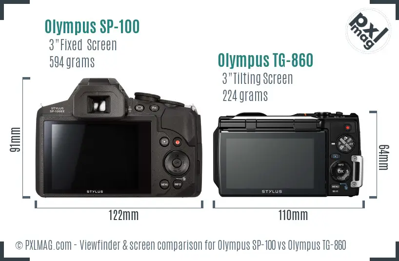 Olympus SP-100 vs Olympus TG-860 Screen and Viewfinder comparison