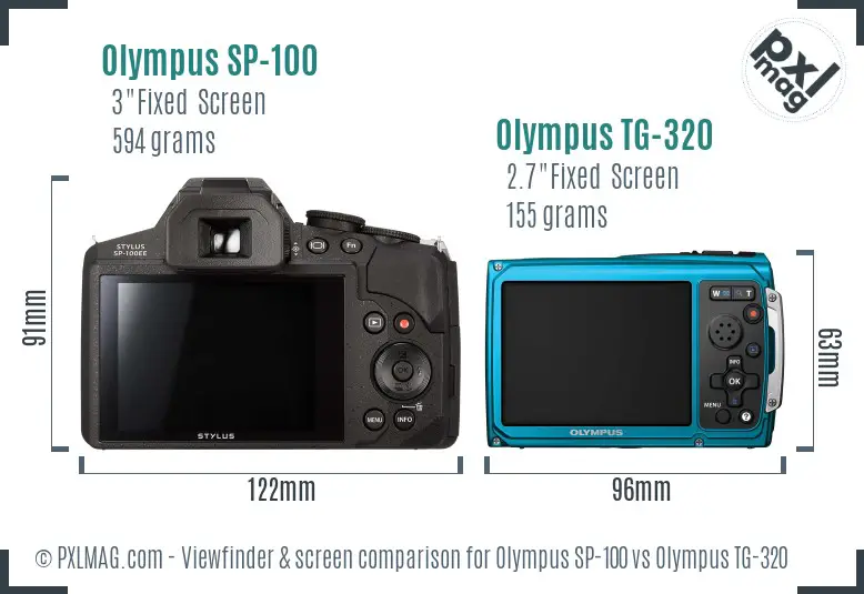 Olympus SP-100 vs Olympus TG-320 Screen and Viewfinder comparison