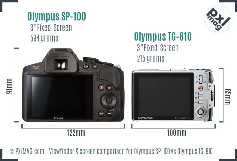 Olympus SP-100 vs Olympus TG-810 Screen and Viewfinder comparison