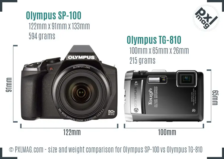 Olympus SP-100 vs Olympus TG-810 size comparison