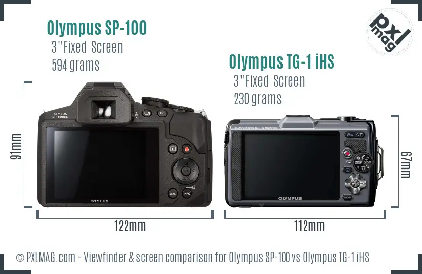Olympus SP-100 vs Olympus TG-1 iHS Screen and Viewfinder comparison