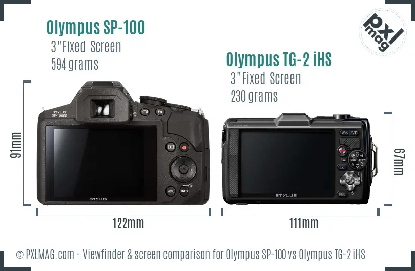 Olympus SP-100 vs Olympus TG-2 iHS Screen and Viewfinder comparison