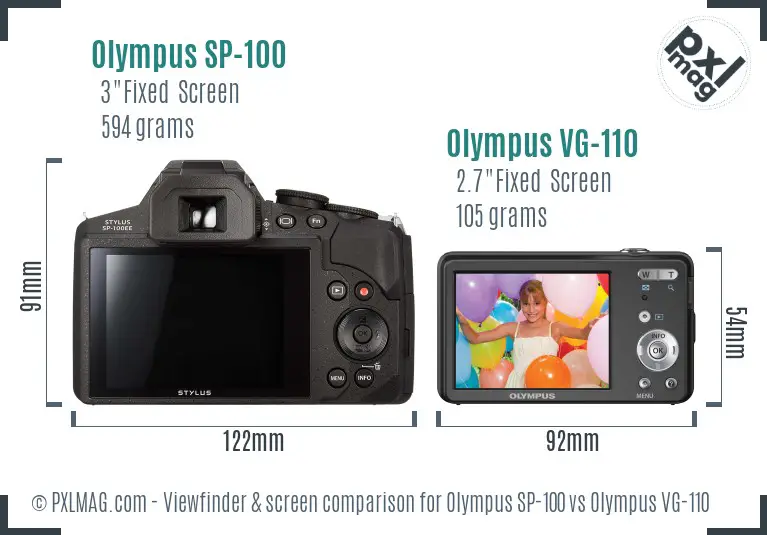 Olympus SP-100 vs Olympus VG-110 Screen and Viewfinder comparison
