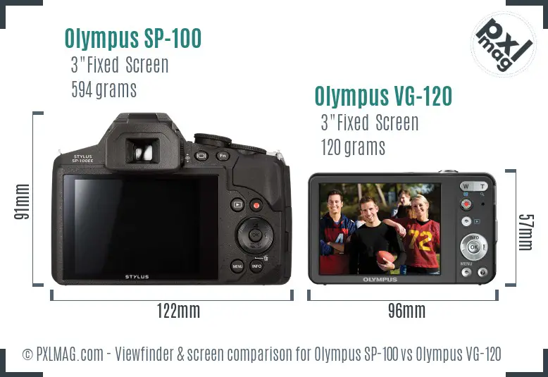 Olympus SP-100 vs Olympus VG-120 Screen and Viewfinder comparison