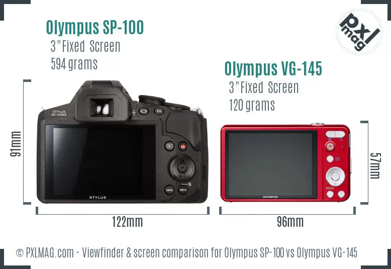 Olympus SP-100 vs Olympus VG-145 Screen and Viewfinder comparison