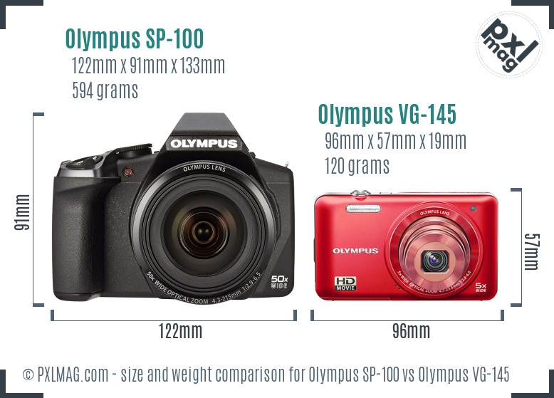 Olympus SP-100 vs Olympus VG-145 size comparison