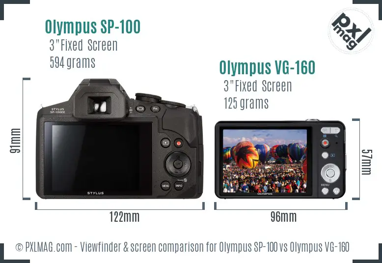 Olympus SP-100 vs Olympus VG-160 Screen and Viewfinder comparison
