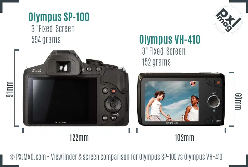 Olympus SP-100 vs Olympus VH-410 Screen and Viewfinder comparison