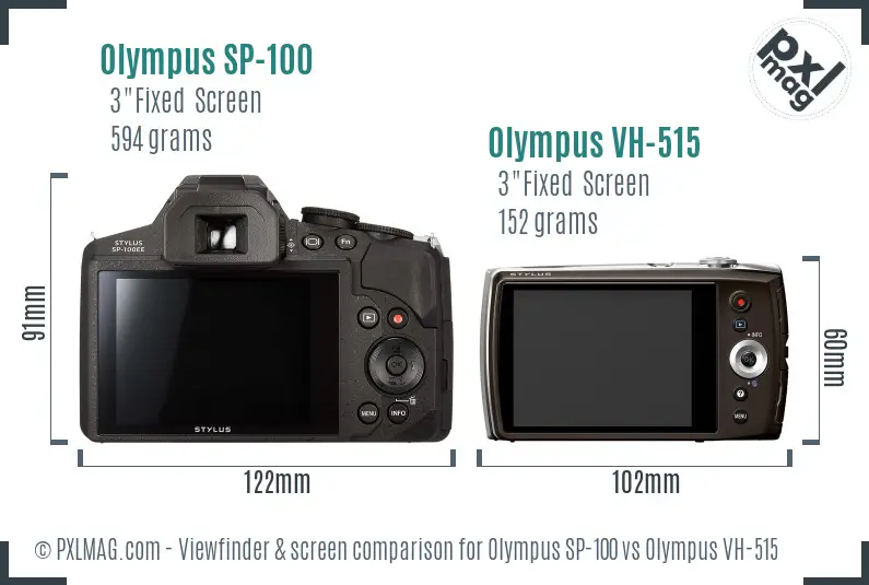 Olympus SP-100 vs Olympus VH-515 Screen and Viewfinder comparison