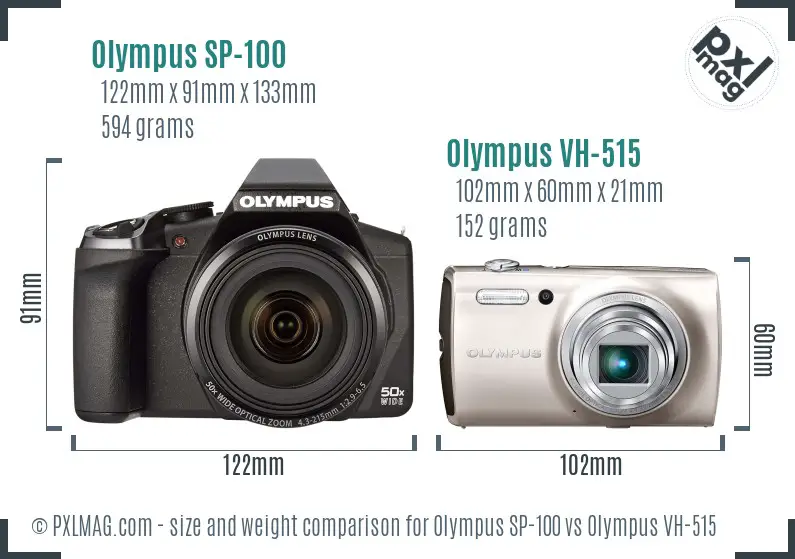 Olympus SP-100 vs Olympus VH-515 size comparison