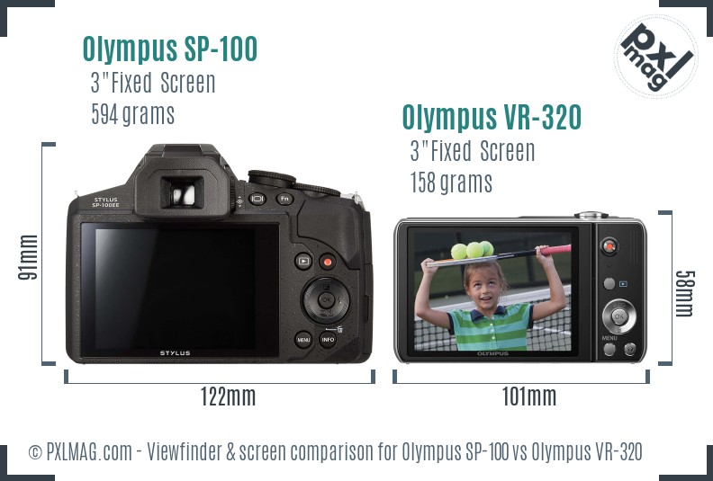 Olympus SP-100 vs Olympus VR-320 Screen and Viewfinder comparison