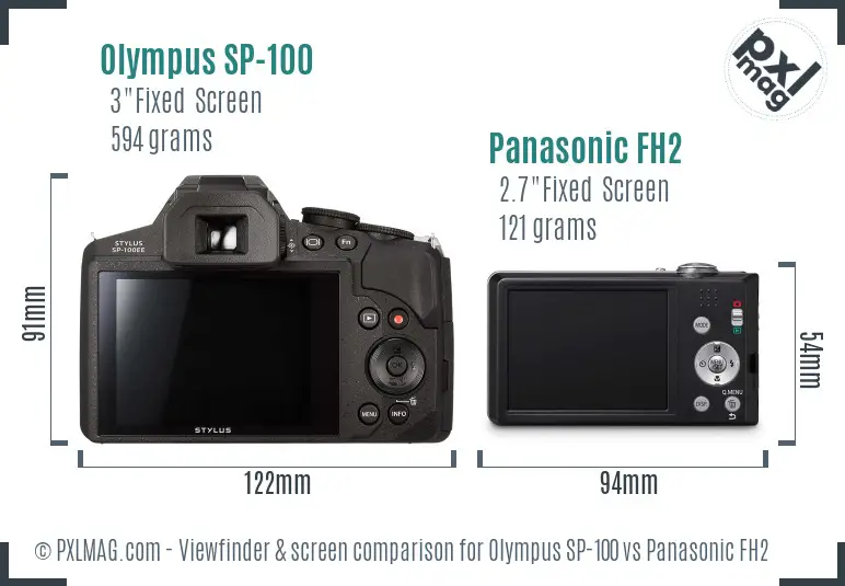 Olympus SP-100 vs Panasonic FH2 Screen and Viewfinder comparison