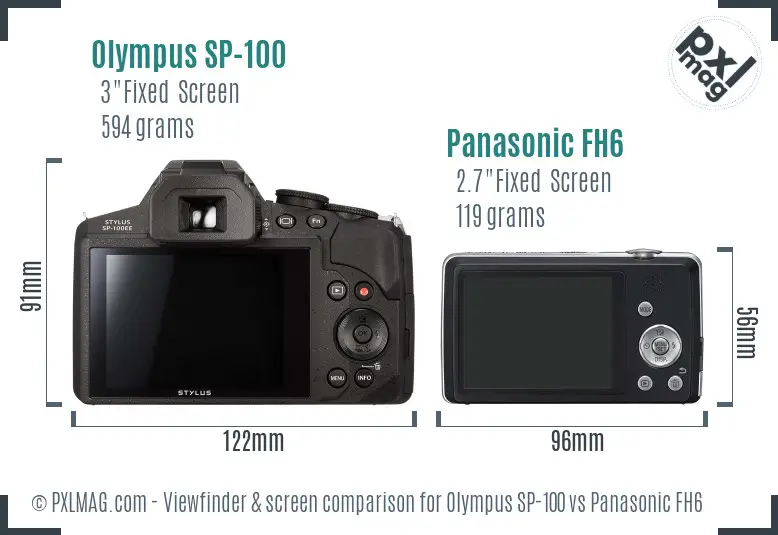 Olympus SP-100 vs Panasonic FH6 Screen and Viewfinder comparison