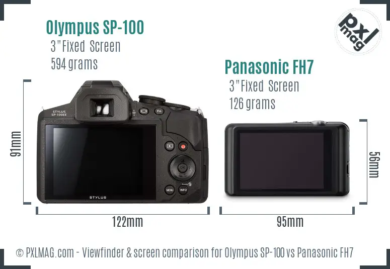 Olympus SP-100 vs Panasonic FH7 Screen and Viewfinder comparison