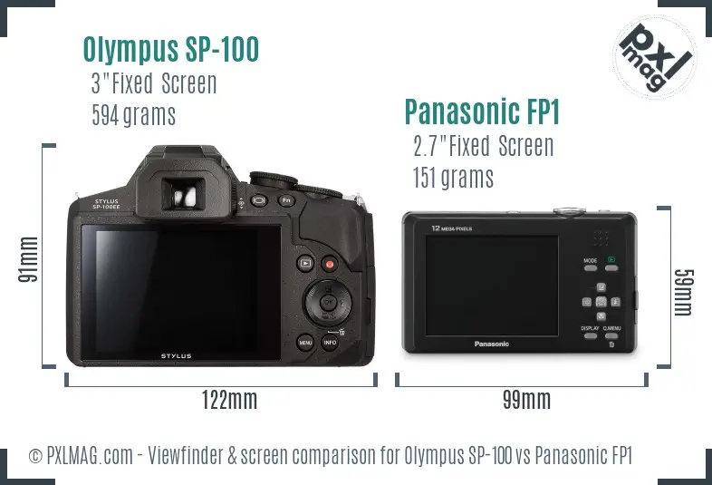 Olympus SP-100 vs Panasonic FP1 Screen and Viewfinder comparison