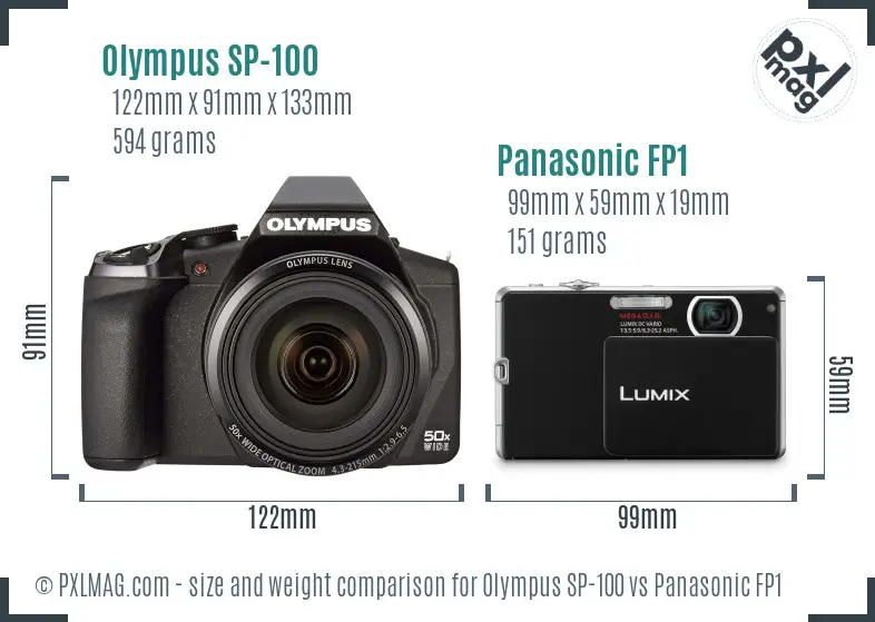 Olympus SP-100 vs Panasonic FP1 size comparison
