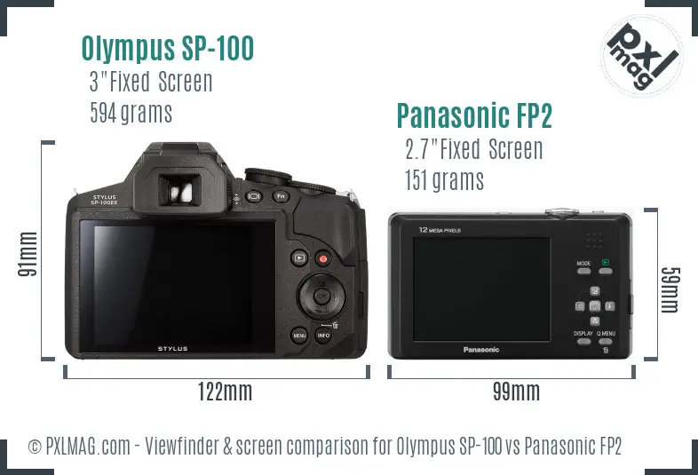 Olympus SP-100 vs Panasonic FP2 Screen and Viewfinder comparison