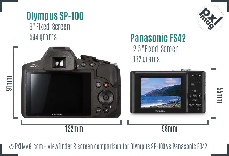 Olympus SP-100 vs Panasonic FS42 Screen and Viewfinder comparison