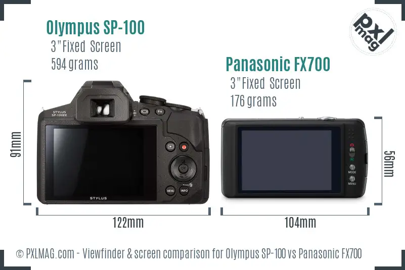 Olympus SP-100 vs Panasonic FX700 Screen and Viewfinder comparison