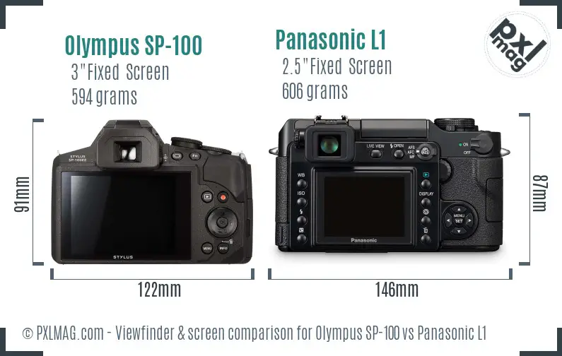 Olympus SP-100 vs Panasonic L1 Screen and Viewfinder comparison