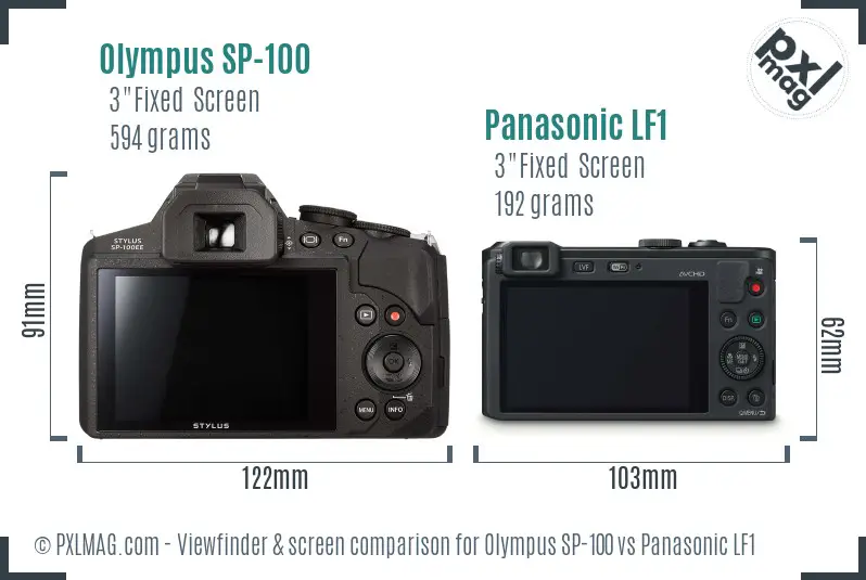 Olympus SP-100 vs Panasonic LF1 Screen and Viewfinder comparison