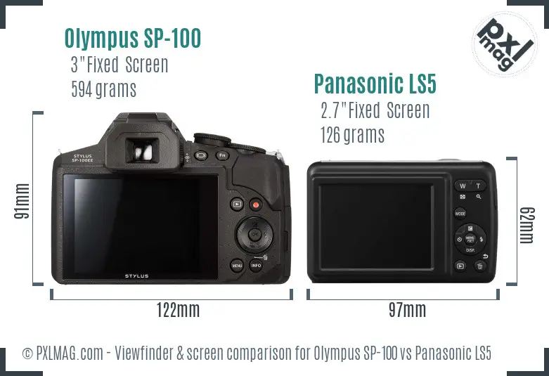 Olympus SP-100 vs Panasonic LS5 Screen and Viewfinder comparison