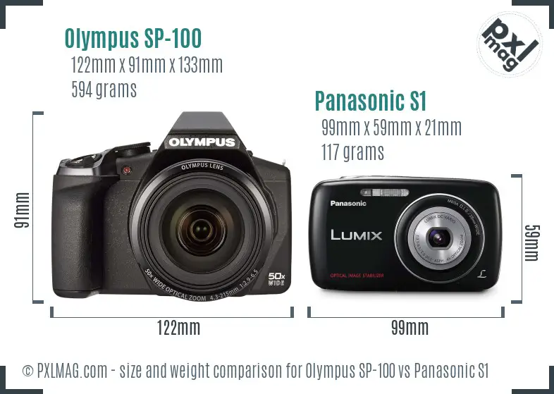 Olympus SP-100 vs Panasonic S1 size comparison
