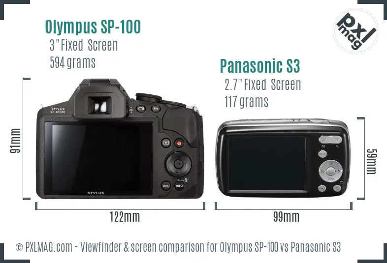 Olympus SP-100 vs Panasonic S3 Screen and Viewfinder comparison