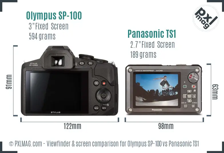 Olympus SP-100 vs Panasonic TS1 Screen and Viewfinder comparison