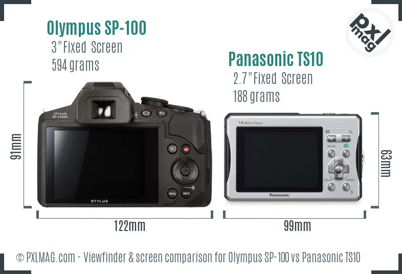 Olympus SP-100 vs Panasonic TS10 Screen and Viewfinder comparison