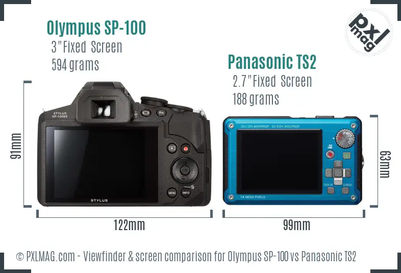 Olympus SP-100 vs Panasonic TS2 Screen and Viewfinder comparison