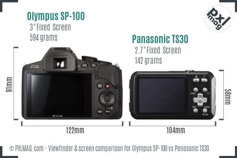 Olympus SP-100 vs Panasonic TS30 Screen and Viewfinder comparison