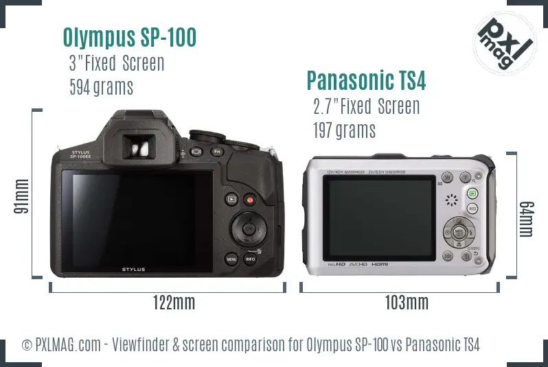 Olympus SP-100 vs Panasonic TS4 Screen and Viewfinder comparison