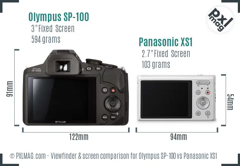 Olympus SP-100 vs Panasonic XS1 Screen and Viewfinder comparison