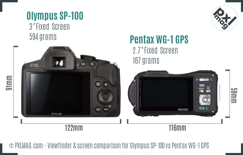 Olympus SP-100 vs Pentax WG-1 GPS Screen and Viewfinder comparison