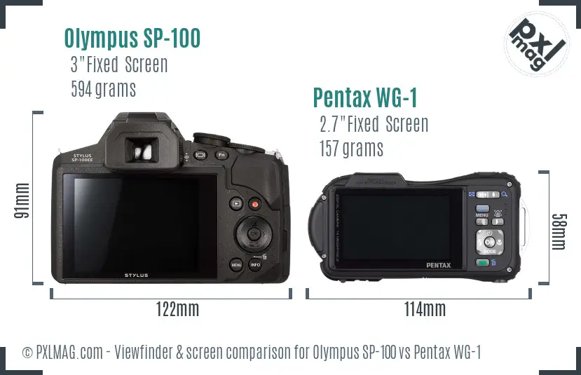 Olympus SP-100 vs Pentax WG-1 Screen and Viewfinder comparison