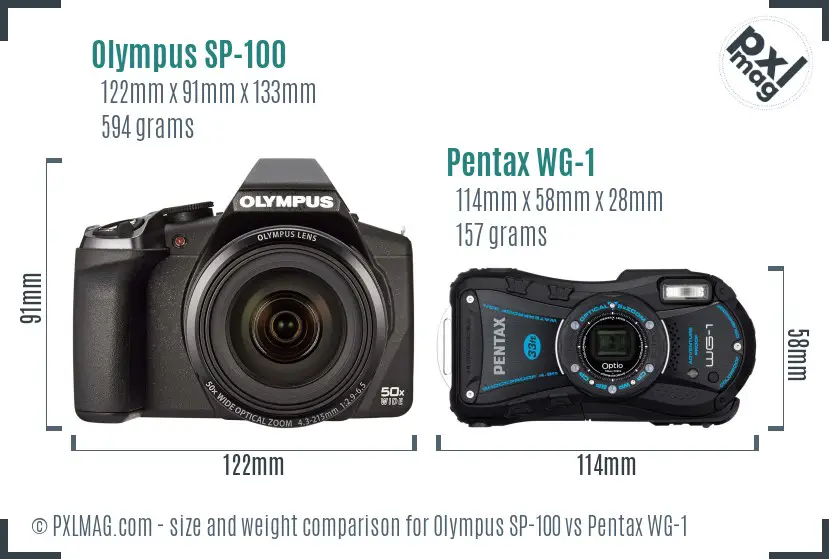 Olympus SP-100 vs Pentax WG-1 size comparison