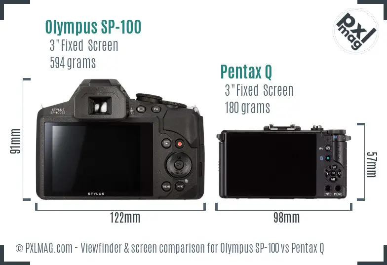 Olympus SP-100 vs Pentax Q Screen and Viewfinder comparison