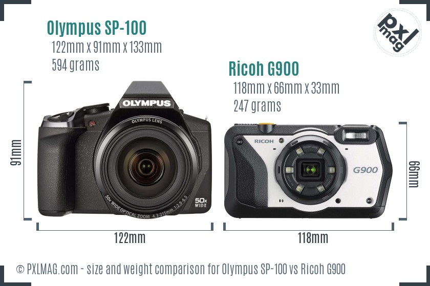 Olympus SP-100 vs Ricoh G900 size comparison Olympus SP-100 vs Ricoh G900 size comparison