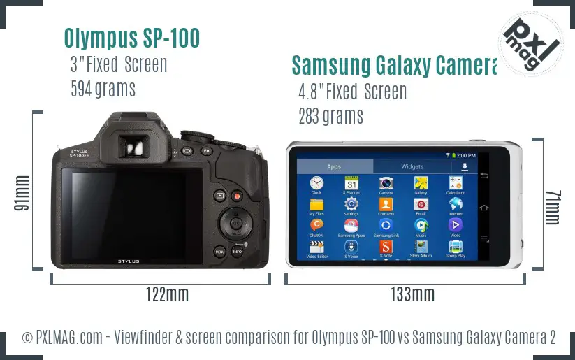 Olympus SP-100 vs Samsung Galaxy Camera 2 Screen and Viewfinder comparison