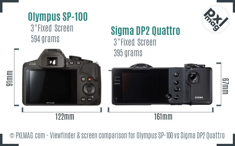 Olympus SP-100 vs Sigma DP2 Quattro Screen and Viewfinder comparison