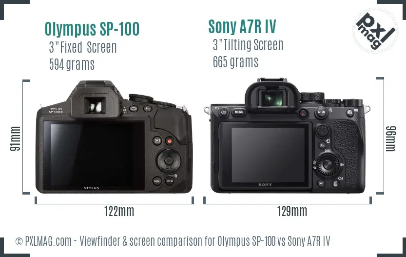 Olympus SP-100 vs Sony A7R IV Screen and Viewfinder comparison Olympus SP-100 vs Sony A7R IV Screen and Viewfinder comparison