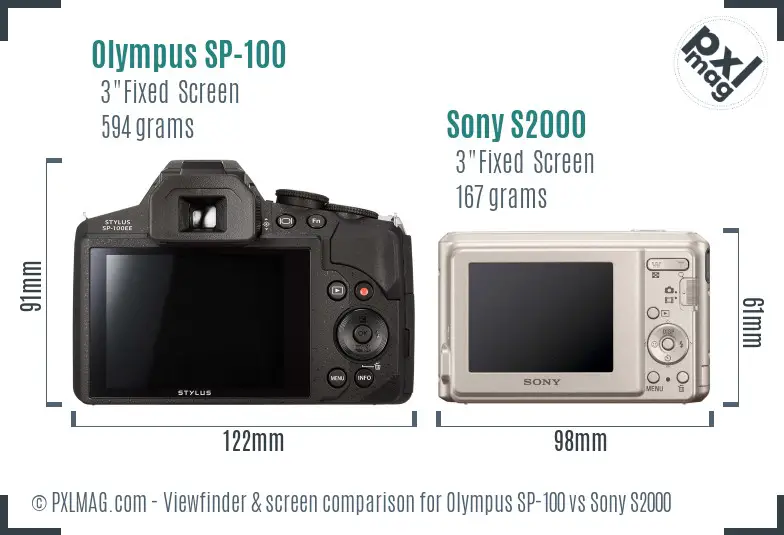 Olympus SP-100 vs Sony S2000 Screen and Viewfinder comparison Olympus SP-100 vs Sony S2000 Screen and Viewfinder comparison