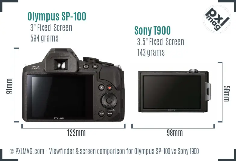 Olympus SP-100 vs Sony T900 Screen and Viewfinder comparison Olympus SP-100 vs Sony T900 Screen and Viewfinder comparison