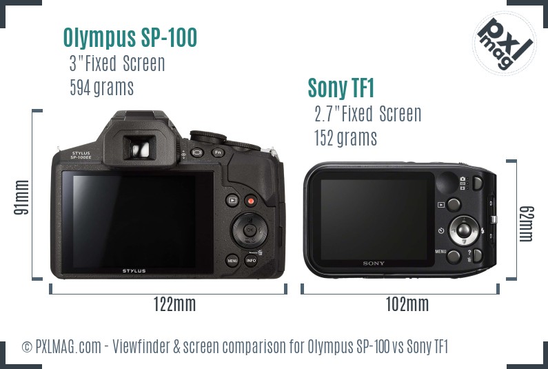 Olympus SP-100 vs Sony TF1 Screen and Viewfinder comparison