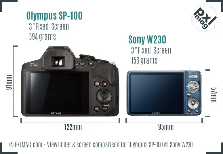 Olympus SP-100 vs Sony W230 Screen and Viewfinder comparison Olympus SP-100 vs Sony W230 Screen and Viewfinder comparison