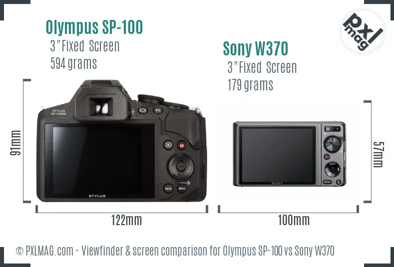 Olympus SP-100 vs Sony W370 Screen and Viewfinder comparison Olympus SP-100 vs Sony W370 Screen and Viewfinder comparison