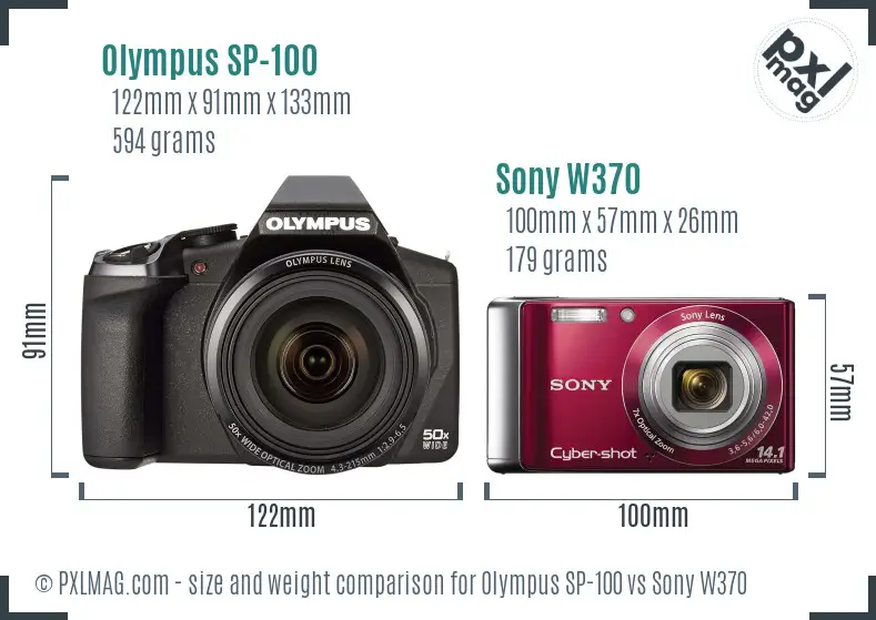 Olympus SP-100 vs Sony W370 size comparison Olympus SP-100 vs Sony W370 size comparison