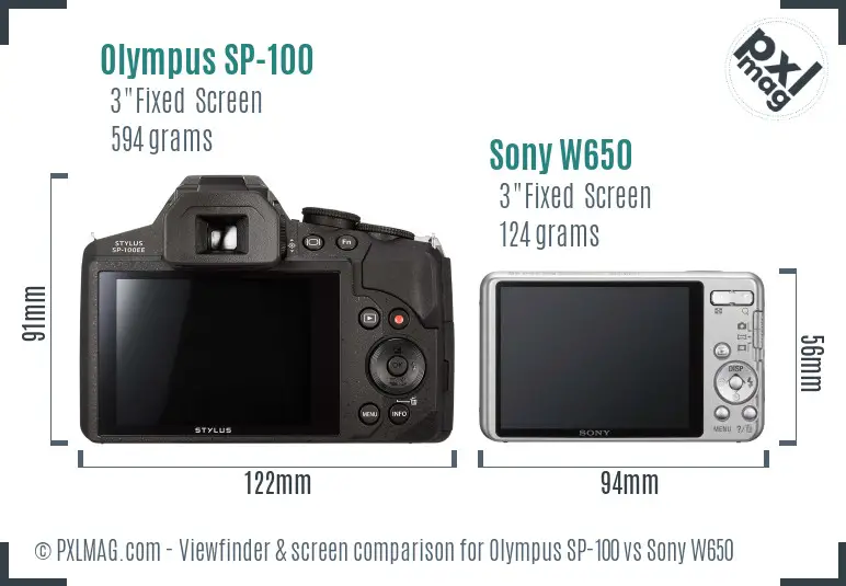 Olympus SP-100 vs Sony W650 Screen and Viewfinder comparison Olympus SP-100 vs Sony W650 Screen and Viewfinder comparison