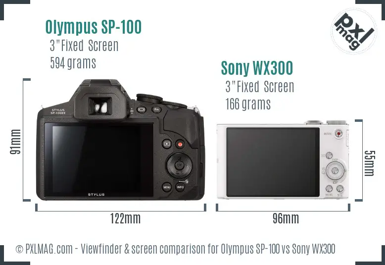 Olympus SP-100 vs Sony WX300 Screen and Viewfinder comparison